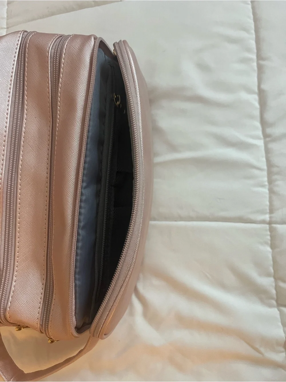 Blush Pink Double-Zip Cosmetic Train Case